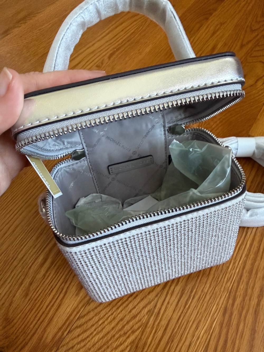Michael Kors Silver Mini Vanity Bag with Strap - Picture 6 of 7